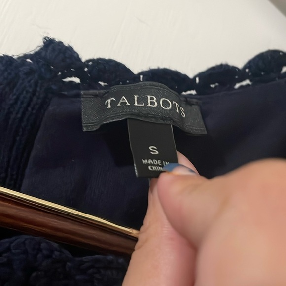 Talbots Navy Crochet Sleeveless Top Size S - Picture 3 of 6
